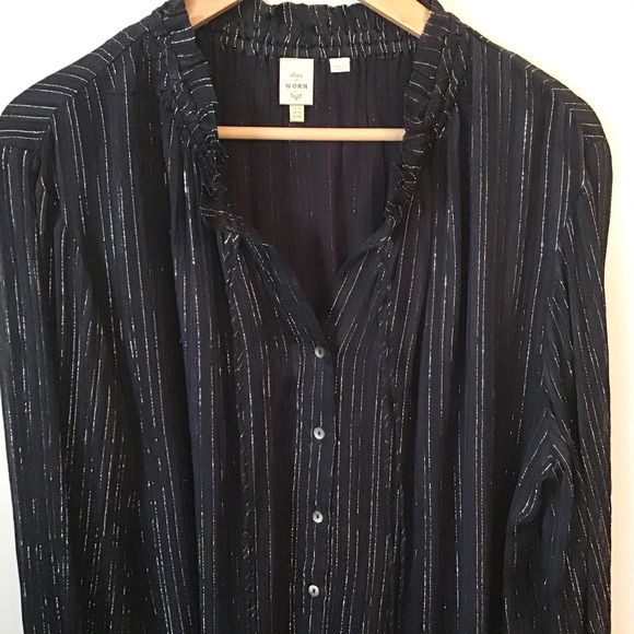 Anthropologie Seen Worn Kept Pleasant Blouse Lurex Oversized - Picture 3 of 8